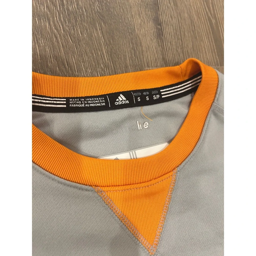 Adidas Mens Tennessee Volunteers Long Sleeve Performance Shirt Gray Orange Small